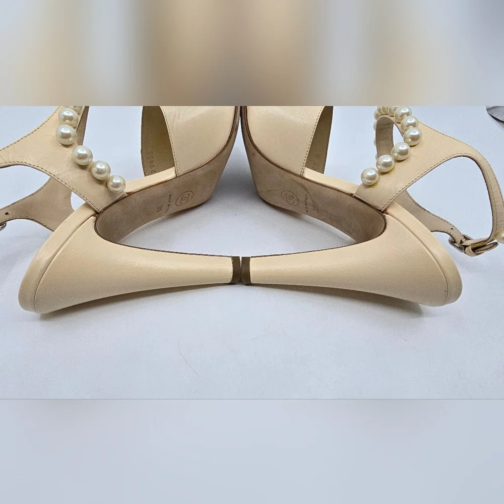 Chanel Pearl Accent Slingback Heels